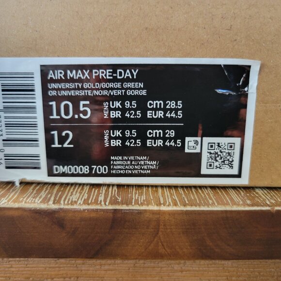 Nike Air Max Pre-Day | University Gold/Gorge Green | Men 10.5 / Women 12 | Like - Picture 3 of 10